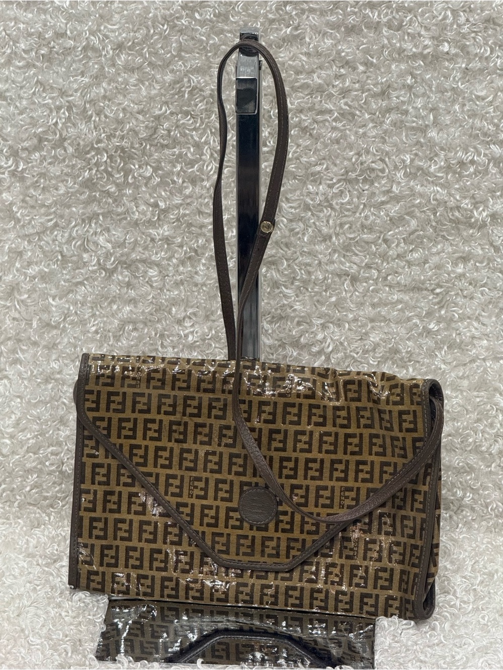 FENDI Zucca Pochette/Baguette Shoulder Bag Brown